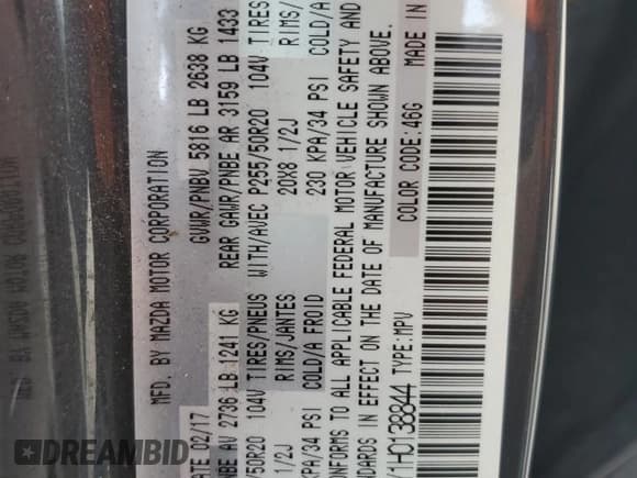 ✅ 2017 Mazda CX-9 Grand Touring • VIN: JM3TCBDY1H0138844 • Lot: 61539055. Wystawiony na Copart z przebiegiem 108 649 mil. Bezpłatny archiwum sprzedaży aukcyjnych z USA i szczegółowy raport historii pojazdu na DreamBid. Zdjęcie 13.