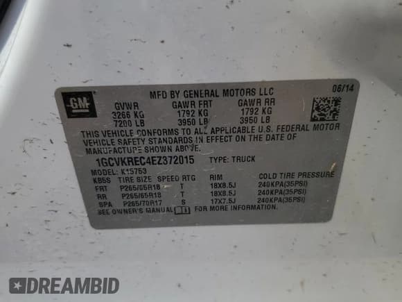 ✅ 2014 Chevrolet Silverado 1500 LT • VIN: 1GCVKREC4EZ372015 • Лот: 62535915. Опубликован ранее на Copart с пробегом Не указан. Бесплатный доступ к архиву аукционных продаж из США и подробный отчёт об истории автомобиля на DreamBid. Изображение 13.