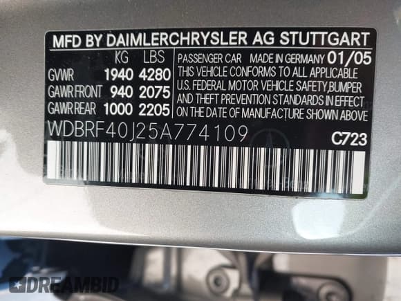 ✅ 2005 Mercedes-Benz C 230 Kompressor • VIN: WDBRF40J25A774109 • Lot: 42010040. Wystawiony na IAAI z przebiegiem 39 511 mil. Bezpłatny archiwum sprzedaży aukcyjnych z USA i szczegółowy raport historii pojazdu na DreamBid. Zdjęcie 9.