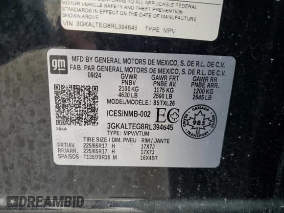 ✅ 2024 GMC Terrain SLE • VIN: 3GKALTEG8RL394645 • Lot: 92568525. Listed on Copart with 40,656 mi. Free auction sales archive from the USA and detailed vehicle history report at DreamBid. Image 12.