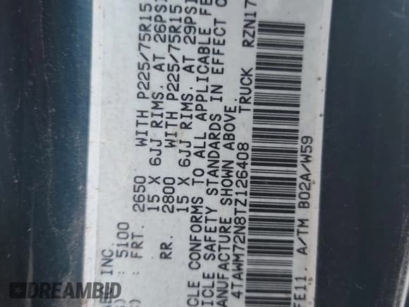 ✅ 1996 Toyota Tacoma • VIN: 4TAWM72N8TZ126408 • Lot: 85209105. Wystawiony na Copart z przebiegiem 190 884 mil. Bezpłatny archiwum sprzedaży aukcyjnych z USA i szczegółowy raport historii pojazdu na DreamBid. Zdjęcie 13.
