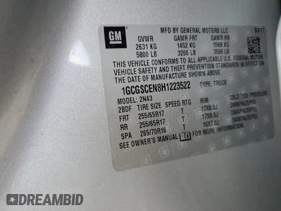 ✅ 2017 Chevrolet Colorado 2WD LT • VIN: 1GCGSCEN8H1223522 • Lot: 53139785. Listed on Copart with 102,178 mi. Free auction sales archive from the USA and detailed vehicle history report at DreamBid. Image 12.