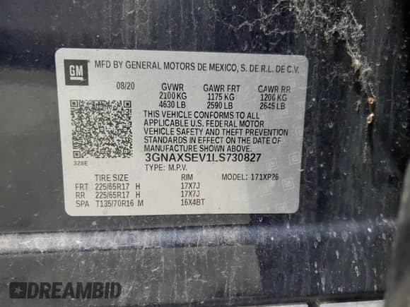 2020 Chevrolet Equinox LS z VIN 3GNAXSEV1LS730827, wystawiony jako Copart lot #89469215 z przebiegiem 129 951 mil mil oraz Czysty tytuł • Clean title. Historia ofert i sprzedaży dostępna na DreamBid. Obrazek 13.