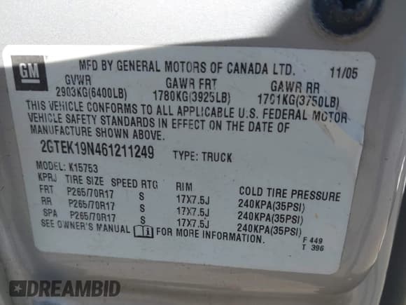 ✅ 2006 GMC Sierra 1500 • VIN: 2GTEK19N461211249 • Лот: 41923762. Опубликован ранее на IAAI с пробегом 233 730 миль. Бесплатный доступ к архиву аукционных продаж из США и подробный отчёт об истории автомобиля на DreamBid. Изображение 9.