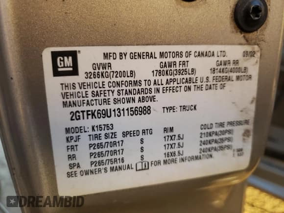 ✅ 2003 GMC Sierra Denali • VIN: 2GTFK69U131156988 • Lot: 41906924. Wystawiony na Copart z przebiegiem Nie podano. Bezpłatny archiwum sprzedaży aukcyjnych z USA i szczegółowy raport historii pojazdu na DreamBid. Zdjęcie 13.