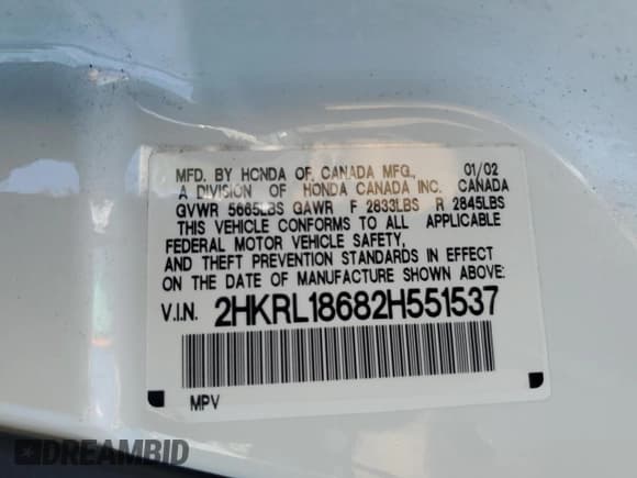 ✅ 2002 Honda Odyssey EX • VIN: 2HKRL18682H551537 • Lot: 84208275. Wystawiony na Copart z przebiegiem 128 632 mil. Bezpłatny archiwum sprzedaży aukcyjnych z USA i szczegółowy raport historii pojazdu na DreamBid. Zdjęcie 13.