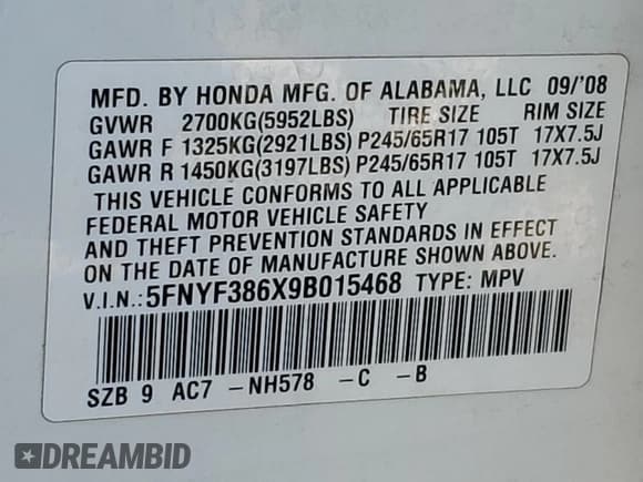 ✅ 2009 Honda Pilot EX-L • VIN: 5FNYF386X9B015468 • Lot: 89897805. Wystawiony na Copart z przebiegiem 287 054 mil. Bezpłatny archiwum sprzedaży aukcyjnych z USA i szczegółowy raport historii pojazdu na DreamBid. Zdjęcie 13.