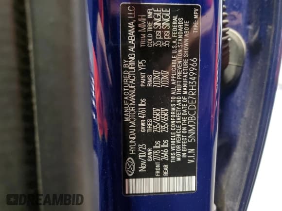 ✅ 2024 Hyundai Tucson SEL • VIN: 5NMJBCDE7RH349966 • Lot: 86188464. Wystawiony na Copart z przebiegiem 20 392 mil. Bezpłatny archiwum sprzedaży aukcyjnych z USA i szczegółowy raport historii pojazdu na DreamBid. Zdjęcie 14.