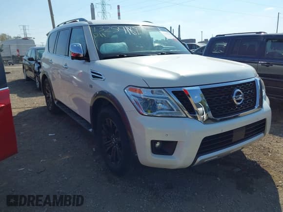 ✅ 2017 Nissan Armada Platinum • VIN: JN8AY2NC1H9502653 • Lot: 43259187. Listed on IAAI with 110,381 mi. Free auction sales archive from the USA and detailed vehicle history report at DreamBid. Image 1.