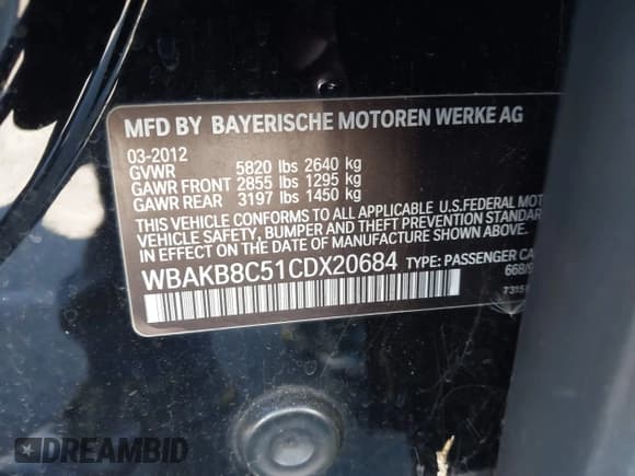 ✅ 2012 BMW 7 Series 750Li • VIN: WBAKB8C51CDX20684 • Lot: 43575276. Listed on IAAI with Not provided. Free auction sales archive from the USA and detailed vehicle history report at DreamBid. Image 9.