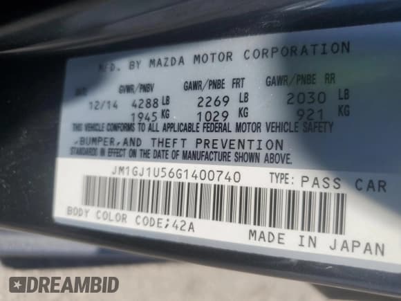 ✅ 2016 Mazda 6 i Sport • VIN: JM1GJ1U56G1400740 • Лот: 66180185. Опубликован ранее на Copart с пробегом 125 778 миль. Бесплатный доступ к архиву аукционных продаж из США и подробный отчёт об истории автомобиля на DreamBid. Изображение 12.