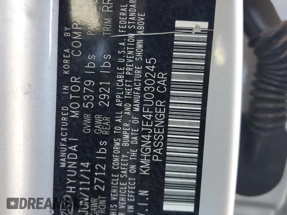 ✅ 2015 Hyundai Genesis 3.8L • VIN: KMHGN4JE4FU030245 • Lot: 42202445. Wystawiony na Copart z przebiegiem 206 143 mil. Bezpłatny archiwum sprzedaży aukcyjnych z USA i szczegółowy raport historii pojazdu na DreamBid. Zdjęcie 12.