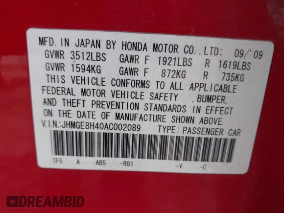 ✅ 2010 Honda Fit Sport • VIN: JHMGE8H40AC002089 • Lot: 43519609. Listed on IAAI with 174,526 mi. Free auction sales archive from the USA and detailed vehicle history report at DreamBid. Image 9.