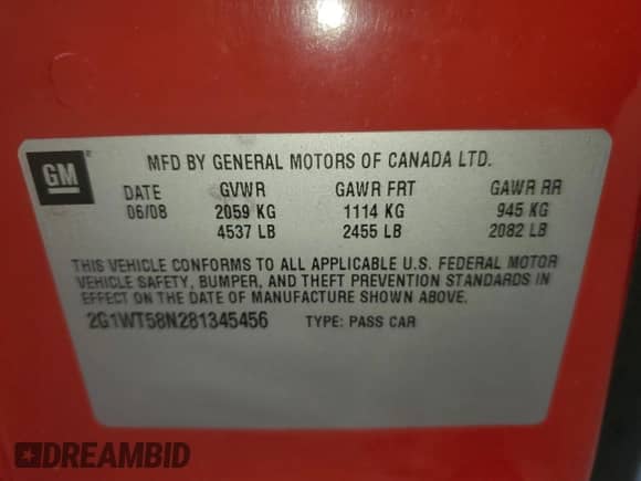 2008 Chevrolet Impala LT с VIN 2G1WT58N281345456, выставлен на аукционе Copart как лот 91076615 с пробегом 141 067 миль миль и Списание • Salvage title. История ставок и продаж доступна на DreamBid. Изображение 12.