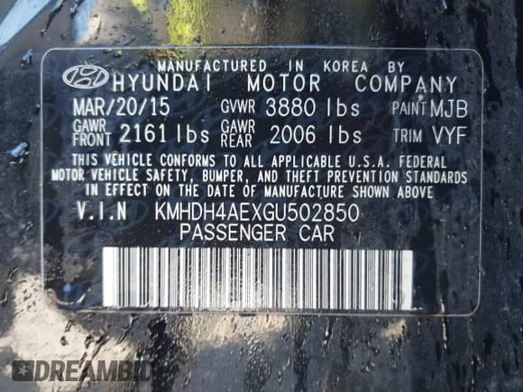 ✅ 2016 Hyundai Elantra SE • VIN: KMHDH4AEXGU502850 • Lot: 43410354. Listed on IAAI with 60,565 mi. Free auction sales archive from the USA and detailed vehicle history report at DreamBid. Image 9.