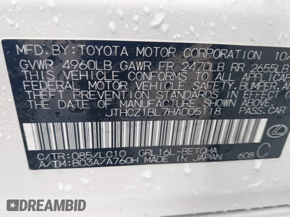 ✅ 2017 Lexus GS 350 • VIN: JTHCZ1BL7HA005118 • Lot: 41952403. Wystawiony na IAAI z przebiegiem 162 583 mil. Bezpłatny archiwum sprzedaży aukcyjnych z USA i szczegółowy raport historii pojazdu na DreamBid. Zdjęcie 9.