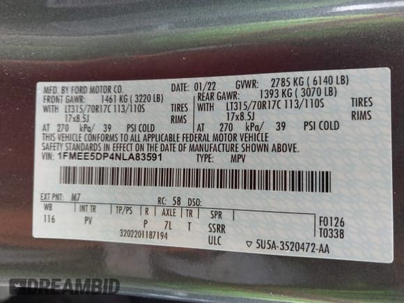 ✅ 2022 Ford Bronco • VIN: 1FMEE5DP4NLA83591 • Lot: 42016765. Listed on IAAI with 40,554 mi. Free auction sales archive from the USA and detailed vehicle history report at DreamBid. Image 9.