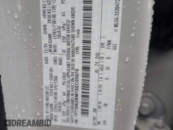 ✅ 2025 Ford F-250 XL • VIN: 1FT8W2BM1SEC05670 • Lot: 91639805. Wystawiony na Copart z przebiegiem 4 414 mil. Bezpłatny archiwum sprzedaży aukcyjnych z USA i szczegółowy raport historii pojazdu na DreamBid. Zdjęcie 12.