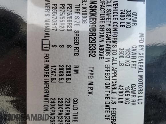 ✅ 2011 Chevrolet Suburban LTZ • VIN: 1GNSKKE39BR298362 • Lot: 68822294. Wystawiony na Copart z przebiegiem 122 474 mil. Bezpłatny archiwum sprzedaży aukcyjnych z USA i szczegółowy raport historii pojazdu na DreamBid. Zdjęcie 14.