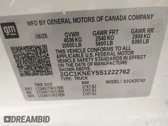 ✅ 2025 Chevrolet Silverado 2500HD LT • VIN: 2GC1KNEY5S1222762 • Лот: 43784779. Опубликован ранее на IAAI с пробегом 9 303 миль. Бесплатный доступ к архиву аукционных продаж из США и подробный отчёт об истории автомобиля на DreamBid. Изображение 9.