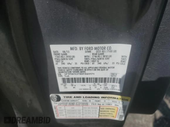 ✅ 2013 Ford F-150 XLT • VIN: 1FTFW1CF5DFD23171 • Лот: 86436435. Опубликован ранее на Copart с пробегом 190 351 миль. Бесплатный доступ к архиву аукционных продаж из США и подробный отчёт об истории автомобиля на DreamBid. Изображение 12.