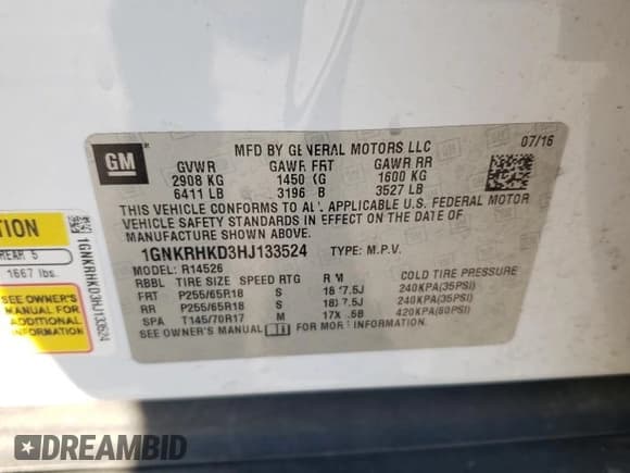 ✅ 2017 Chevrolet Traverse LT • VIN: 1GNKRHKD3HJ133524 • Lot: 70194324. Wystawiony na Copart z przebiegiem 145 673 mil. Bezpłatny archiwum sprzedaży aukcyjnych z USA i szczegółowy raport historii pojazdu na DreamBid. Zdjęcie 14.