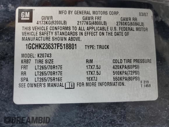 ✅ 2007 Chevrolet Silverado 2500HD LTZ • VIN: 1GCHK23637F518801 • Lot: 70293034. Wystawiony na Copart z przebiegiem 254 574 mil. Bezpłatny archiwum sprzedaży aukcyjnych z USA i szczegółowy raport historii pojazdu na DreamBid. Zdjęcie 12.
