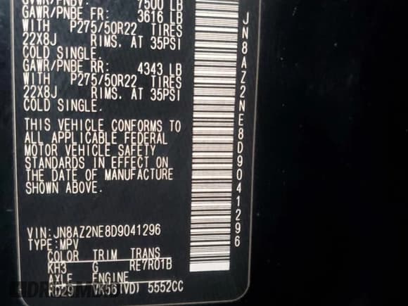 ✅ 2013 Infiniti QX56 • VIN: JN8AZ2NE8D9041296 • Lot: 81588654. Listed on Copart with 236,137 mi. Free auction sales archive from the USA and detailed vehicle history report at DreamBid. Image 15.