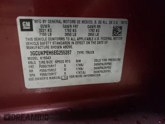 ✅ 2014 Chevrolet Silverado 1500 Work Truck • VIN: 3GCUKPEH6EG255287 • Lot: 49999455. Listed on Copart with 141,815 mi. Free auction sales archive from the USA and detailed vehicle history report at DreamBid. Image 12.