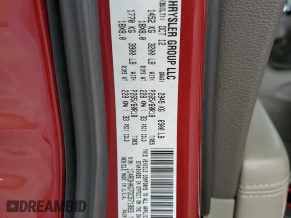 ✅ 2013 Dodge Durango SXT • VIN: 1C4RDHAG7DC571883 • Lot: 64225945. Listed on Copart with 46,024 mi. Free auction sales archive from the USA and detailed vehicle history report at DreamBid. Image 13.