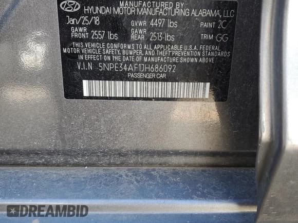 ✅ 2018 Hyundai Sonata Limited • VIN: 5NPE34AF1JH686092 • Lot: 45289783. Listed on Copart with 58,057 mi. Free auction sales archive from the USA and detailed vehicle history report at DreamBid. Image 12.