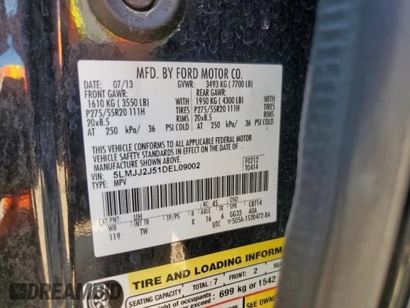 ✅ 2013 Lincoln Navigator • VIN: 5LMJJ2J51DEL09002 • Лот: 84785345. Опубликован ранее на Copart с пробегом 166 735 миль. Бесплатный доступ к архиву аукционных продаж из США и подробный отчёт об истории автомобиля на DreamBid. Изображение 13.