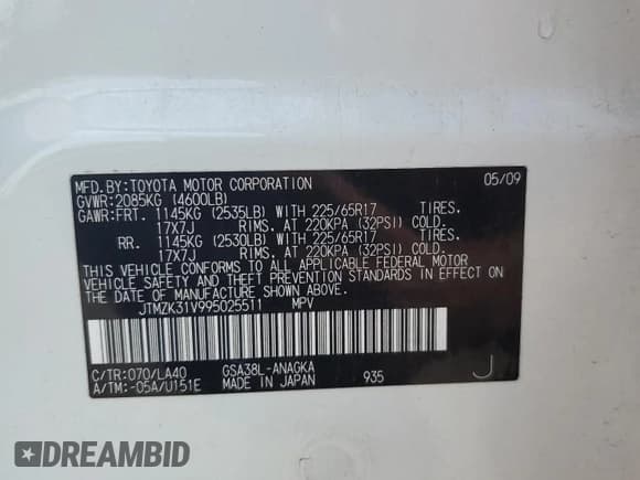 ✅ 2009 Toyota RAV4 Limited • VIN: JTMZK31V995025511 • Lot: 67913165. Wystawiony na Copart z przebiegiem 192 748 mil. Bezpłatny archiwum sprzedaży aukcyjnych z USA i szczegółowy raport historii pojazdu na DreamBid. Zdjęcie 12.