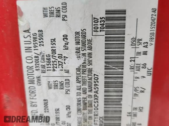 ✅ 1999 Ford Ranger XL • VIN: 1FTYR10C5XPA59507 • Lot: 62780875. Listed on Copart with 260,650 mi. Free auction sales archive from the USA and detailed vehicle history report at DreamBid. Image 13.