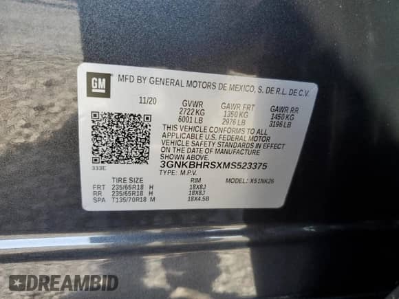 2021 Chevrolet Blazer LT with VIN 3GNKBHRSXMS523375, listed as a Copart auction lot 74856414 with Not provided miles and Non repairable. Bid and sale history available at DreamBid. Image 14.