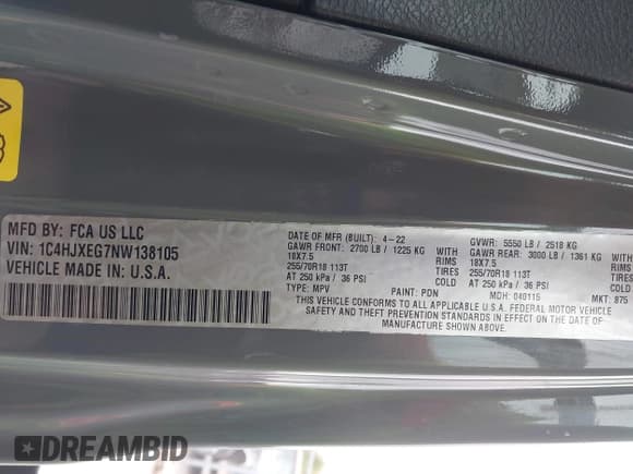 ✅ 2022 Jeep Wrangler Unlimited Sahara • VIN: 1C4HJXEG7NW138105 • Lot: 42146898. Listed on IAAI with Not provided. Free auction sales archive from the USA and detailed vehicle history report at DreamBid. Image 9.