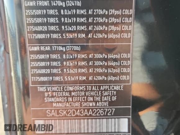 ✅ 2010 Land Rover Range Rover Sport HSE Lux • VIN: SALSK2D43AA226727 • Лот: 66259725. Опубликован ранее на Copart с пробегом 133 458 миль. Бесплатный доступ к архиву аукционных продаж из США и подробный отчёт об истории автомобиля на DreamBid. Изображение 13.