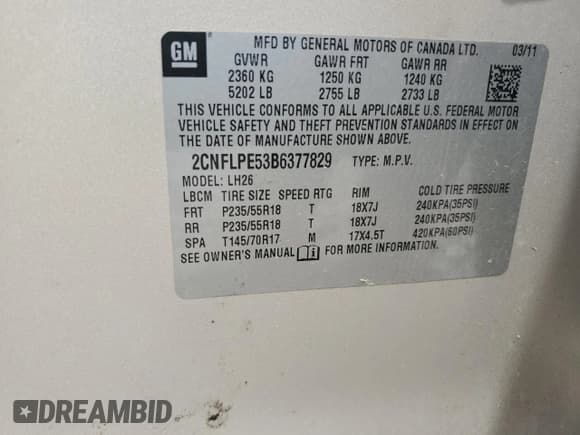 ✅ 2011 Chevrolet Equinox 2LT • VIN: 2CNFLPE53B6377829 • Лот: 69512734. Опубликован ранее на Copart с пробегом 217 465 миль. Бесплатный доступ к архиву аукционных продаж из США и подробный отчёт об истории автомобиля на DreamBid. Изображение 12.