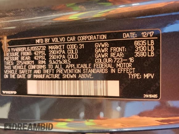 ✅ 2018 Volvo XC90 Inscription • VIN: YV4BR0PL6J1355732 • Lot: 61639905. Wystawiony na Copart z przebiegiem 152 341 mil. Bezpłatny archiwum sprzedaży aukcyjnych z USA i szczegółowy raport historii pojazdu na DreamBid. Zdjęcie 12.