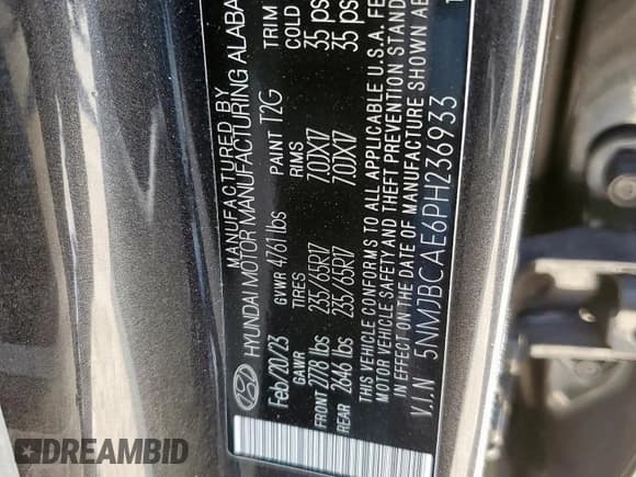 ✅ 2023 Hyundai Tucson SEL • VIN: 5NMJBCAE6PH236933 • Lot: 84466965. Listed on Copart with 47,264 mi. Free auction sales archive from the USA and detailed vehicle history report at DreamBid. Image 12.