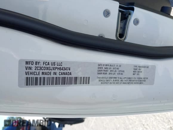 ✅ 2023 Dodge Charger Scat Pack Widebody • VIN: 2C3CDXGJXPH643474 • Лот: 41261253. Опубликован ранее на IAAI с пробегом 9 525 миль. Бесплатный доступ к архиву аукционных продаж из США и подробный отчёт об истории автомобиля на DreamBid. Изображение 9.