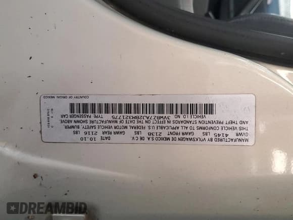 ✅ 2011 Volkswagen Jetta SE • VIN: 3VWBZ7AJ2BM321775 • Lot: 70386715. Listed on Copart with 170,985 mi. Free auction sales archive from the USA and detailed vehicle history report at DreamBid. Image 12.