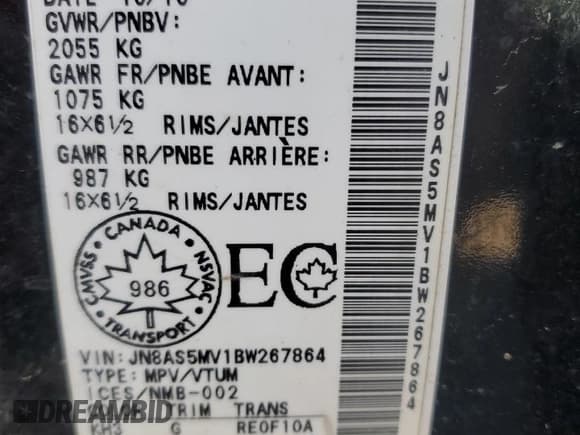 ✅ 2011 Nissan Rogue SV • VIN: JN8AS5MV1BW267864 • Lot: 84598575. Listed on Copart with 190,698 mi. Free auction sales archive from the USA and detailed vehicle history report at DreamBid. Image 14.