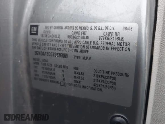 ✅ 2007 Chevrolet HHR LS • VIN: 3GNDA13D07S536069 • Lot: 41422895. Listed on IAAI with 226,340 mi. Free auction sales archive from the USA and detailed vehicle history report at DreamBid. Image 9.