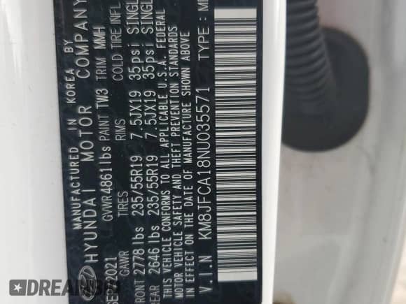 2022 Hyundai Tucson SEL Convenience z VIN KM8JFCA18NU035571, wystawiony jako Copart lot #80127105 z przebiegiem 41 054 mil mil oraz Szkoda całkowita • Salvage title. Historia ofert i sprzedaży dostępna na DreamBid. Obrazek 14.