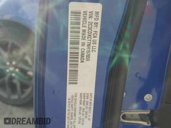 2022 Dodge Charger R/T with VIN 2C3CDXCT7NH157659, listed as a Copart auction lot 85855265 with 49,972 mi miles and Salvage title. Bid and sale history available at DreamBid. Image 12.