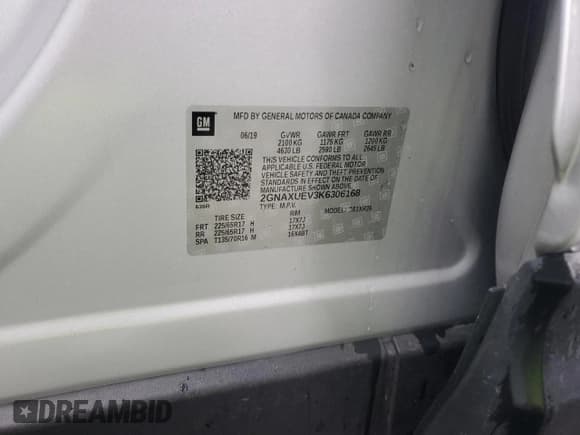 ✅ 2019 Chevrolet Equinox LT • VIN: 2GNAXUEV3K6306168 • Lot: 85746965. Wystawiony na Copart z przebiegiem 102 920 mil. Bezpłatny archiwum sprzedaży aukcyjnych z USA i szczegółowy raport historii pojazdu na DreamBid. Zdjęcie 12.