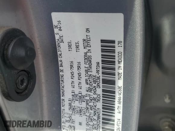 ✅ 2016 Toyota Tacoma TRD Sport • VIN: 3TMBZ5DN3GM004519 • Лот: 91908875. Опубликован ранее на Copart с пробегом 104 621 миль. Бесплатный доступ к архиву аукционных продаж из США и подробный отчёт об истории автомобиля на DreamBid. Изображение 12.