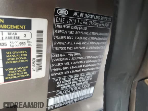 ✅ 2014 Land Rover Range Rover Supercharged • VIN: SALGS2TF0EA153508 • Lot: 82453465. Wystawiony na Copart z przebiegiem 344 152 mil. Bezpłatny archiwum sprzedaży aukcyjnych z USA i szczegółowy raport historii pojazdu na DreamBid. Zdjęcie 12.