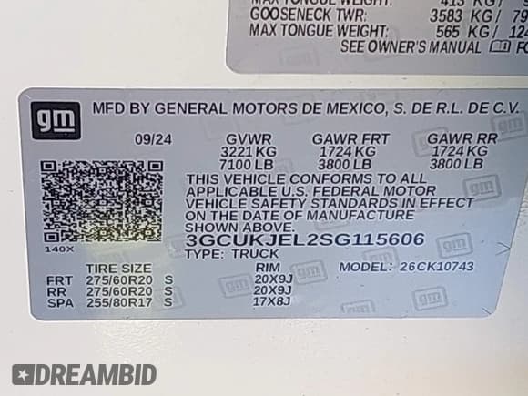 ✅ 2025 Chevrolet Silverado 1500 • VIN: 3GCUKJEL2SG115606 • Лот: 41917657. Опубликован ранее на IAAI с пробегом 10 413 миль. Бесплатный доступ к архиву аукционных продаж из США и подробный отчёт об истории автомобиля на DreamBid. Изображение 9.